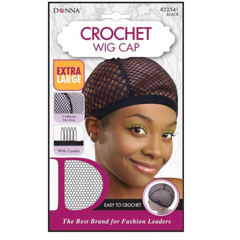 Donna Black Crochet Wig Cap XL (A237)